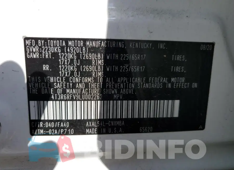 4T3R6RFV9LU002262 Photo# 13