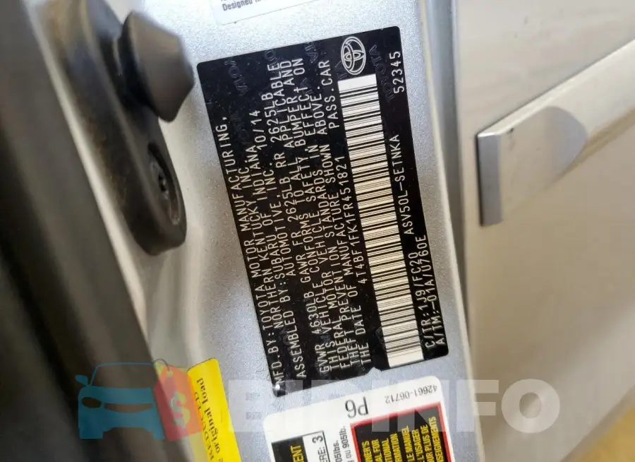 4T4BF1FK1FR451821 Photo# 12