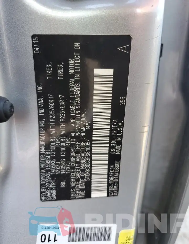 5TDKK3DC3FS610957 Photo# 13