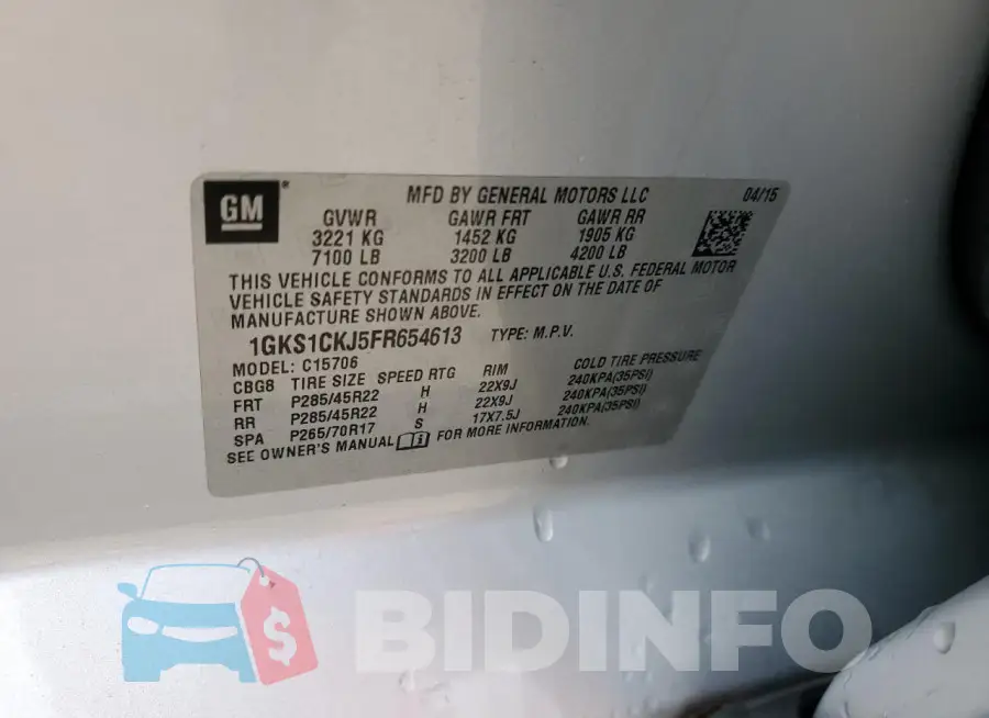 1GKS1CKJ5FR654613 Photo# 14