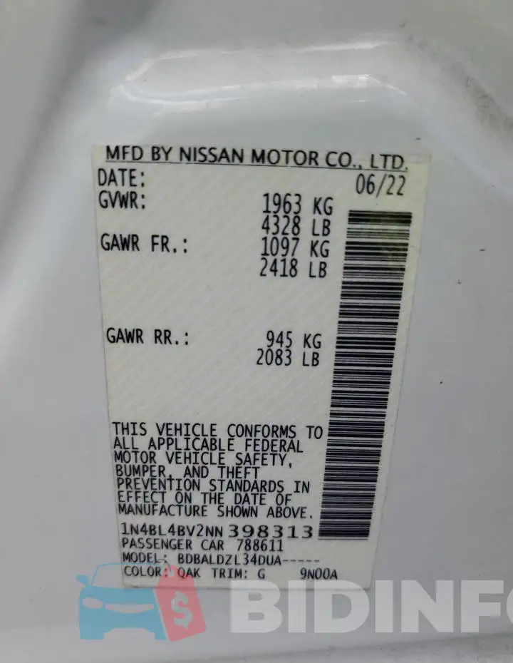 1N4BL4BV2NN398313 Photo# 12