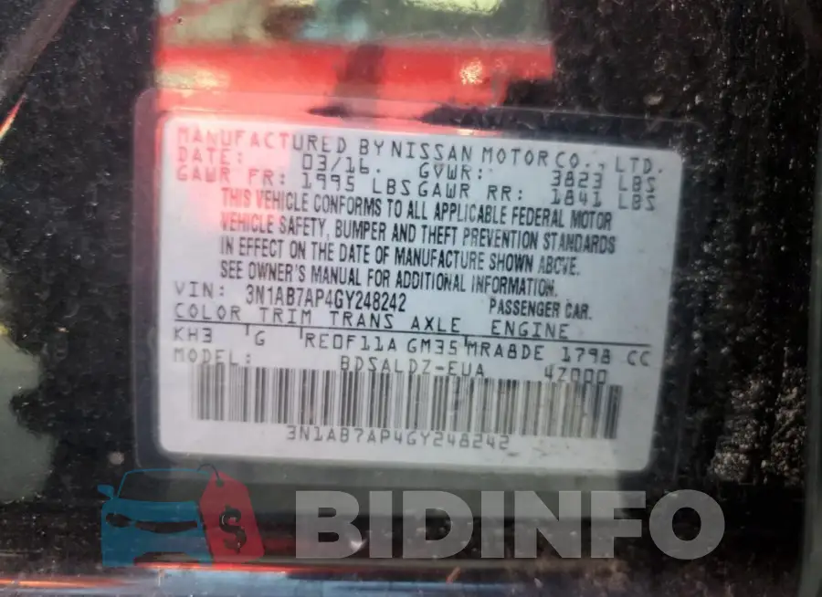 3N1AB7AP4GY248242 Photo# 12