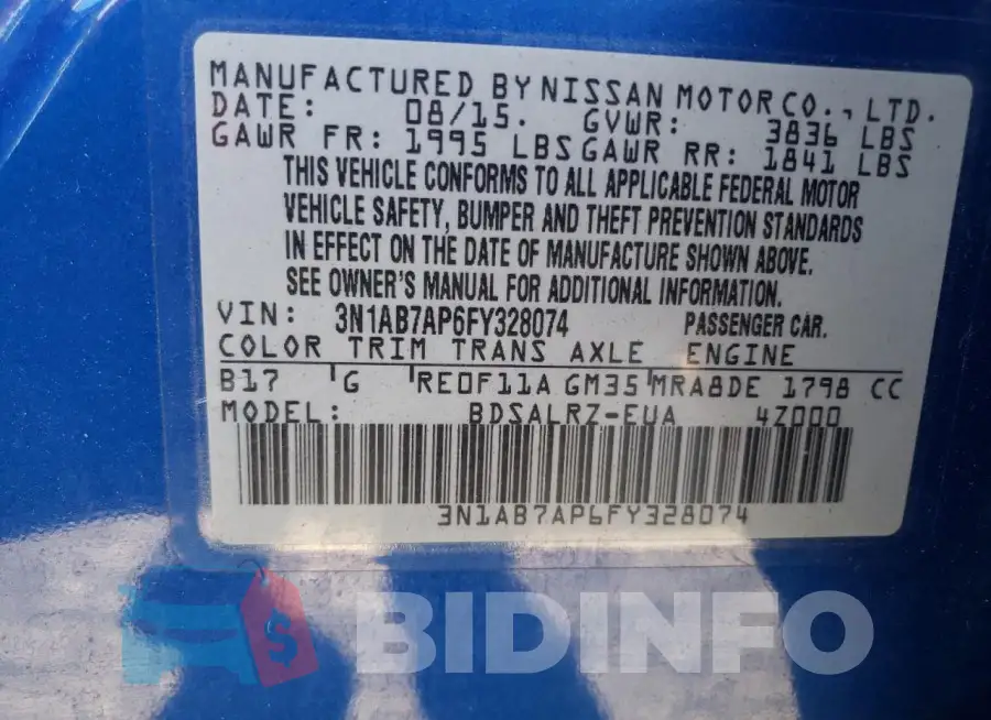 3N1AB7AP6FY328074 Photo# 12