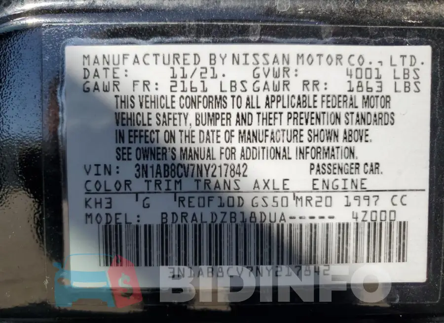 3N1AB8CV7NY217842 Photo# 12