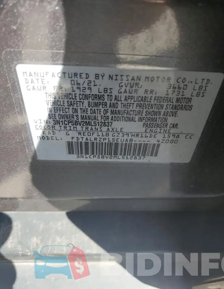 3N1CP5BV2ML512837 Photo# 13