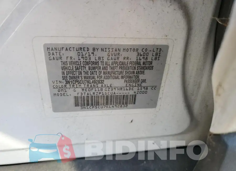 3N1CP5CU7KL492832 Photo# 14