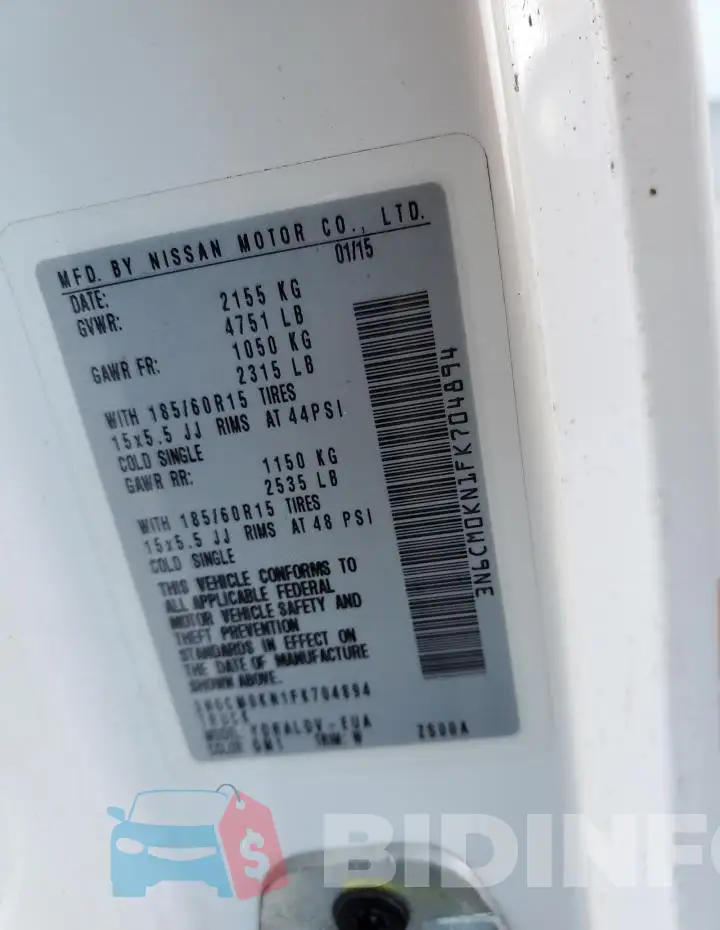 3N6CM0KN5FK704784 Photo# 13