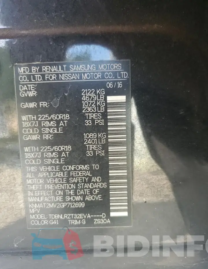 KNMAT2MV2GP712699 Photo# 12
