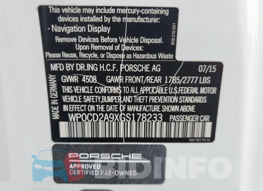 WP0CD2A9XGS178233 Photo# 13