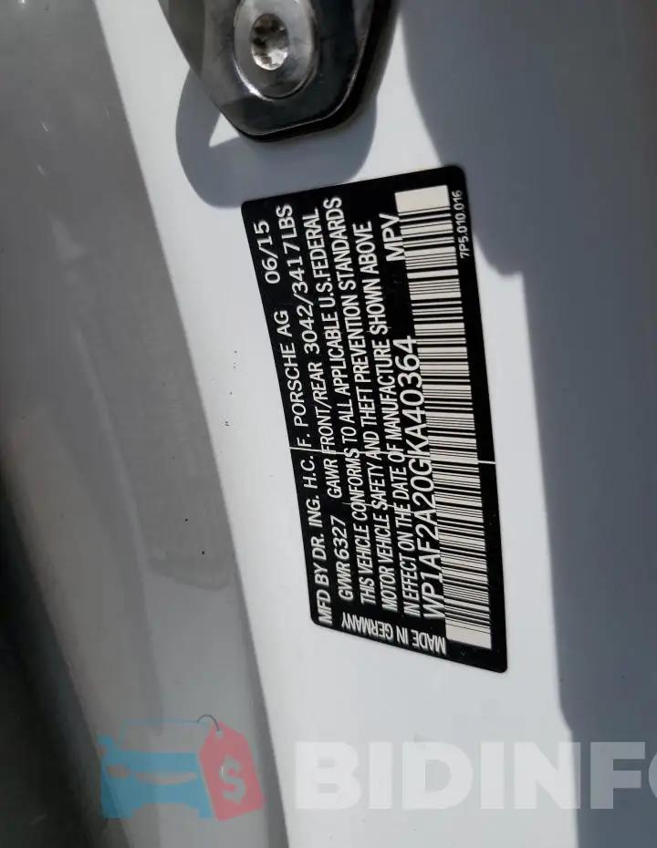 WP1AF2A20GKA40364 Photo# 13