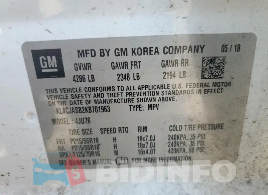 KL4CJASB2KB701963 Photo# 13