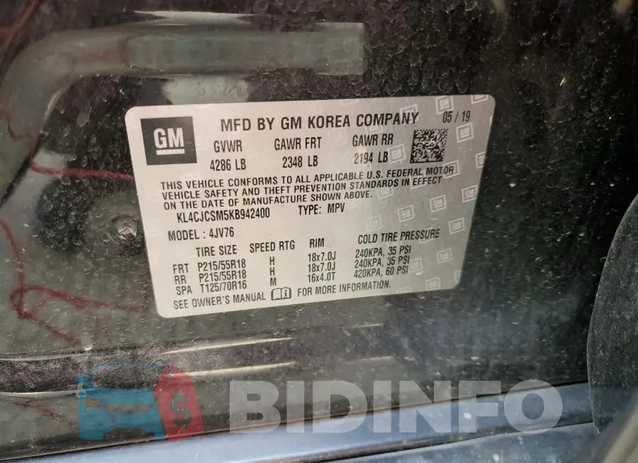 KL4CJCSM5KB942400 Photo# 12