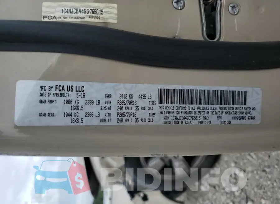 1C4NJCBA4GD765015 Photo# 13