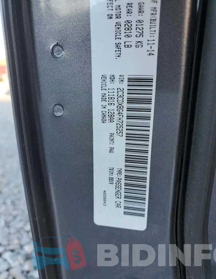 2C3CDXBG4FH725257 Photo# 12