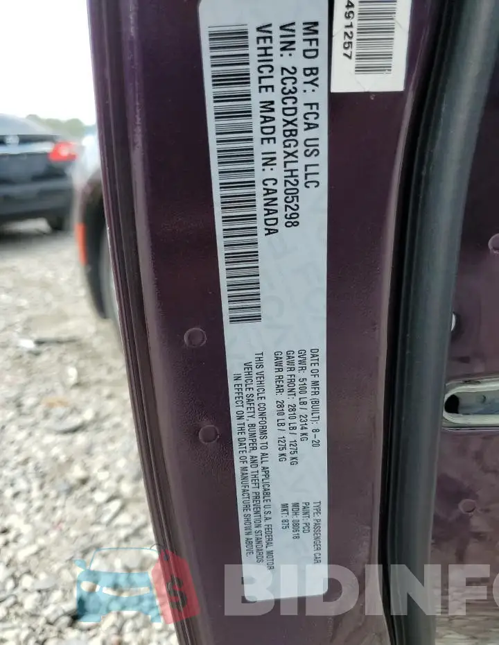2C3CDXBGXLH205298 Photo# 12