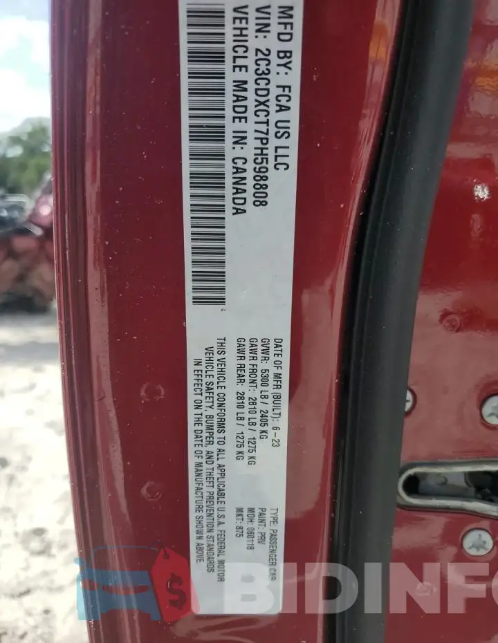 2C3CDXCT7PH598808 Photo# 13