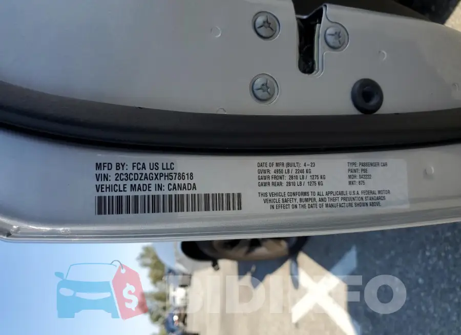 2C3CDZAGXPH578618 Photo# 13