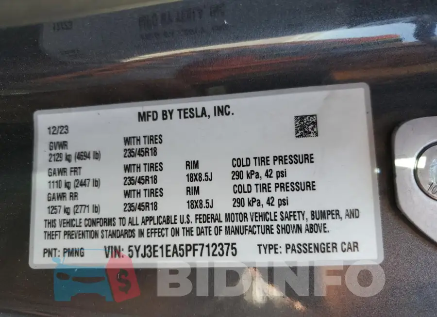 5YJ3E1EA5PF712375 Photo# 12
