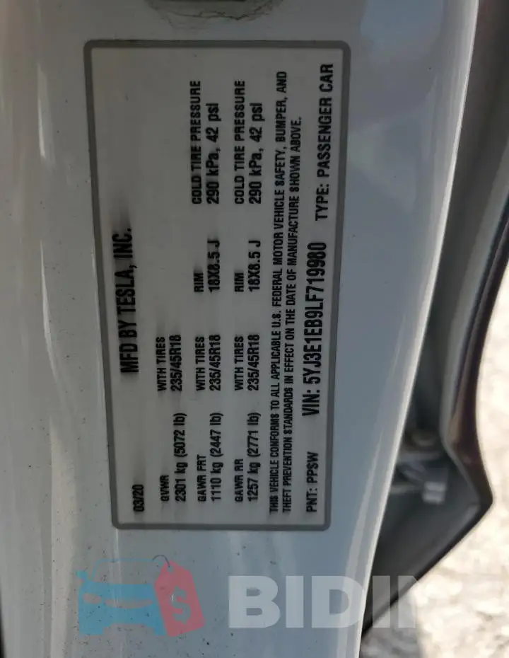 5YJ3E1EB9LF719980 Photo# 12