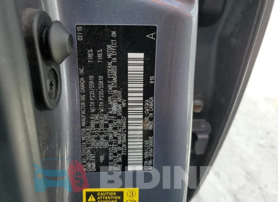 2T2ZK1BA6FC184657 Photo# 12