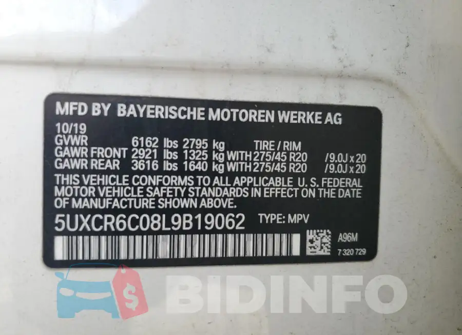 5UXCR6C08L9B19062 Photo# 13