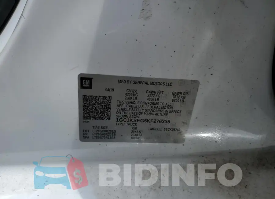 1GC1KSEG5KF276335 Photo# 12