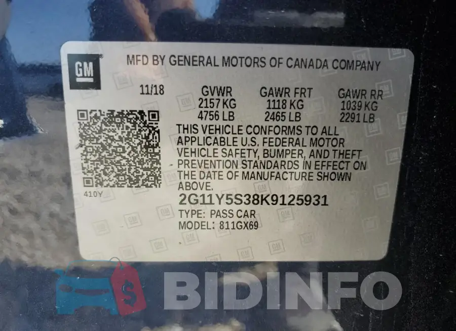 2G11Y5S38K9125931 Photo# 12