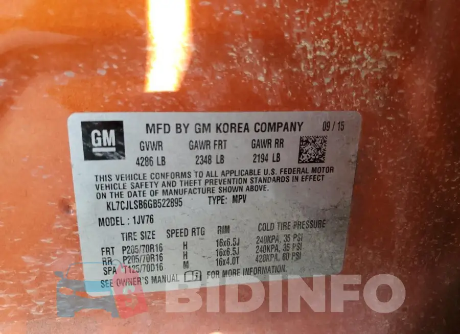 KL7CJLSB6GB522895 Photo# 14