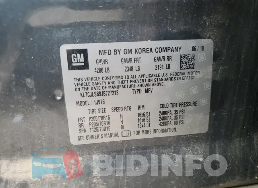 KL7CJLSB9JB727313 Photo# 12