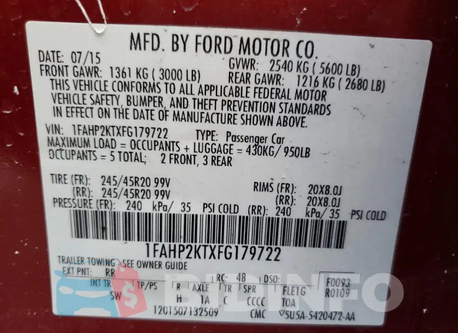 1FAHP2KTXFG179722 Photo# 13