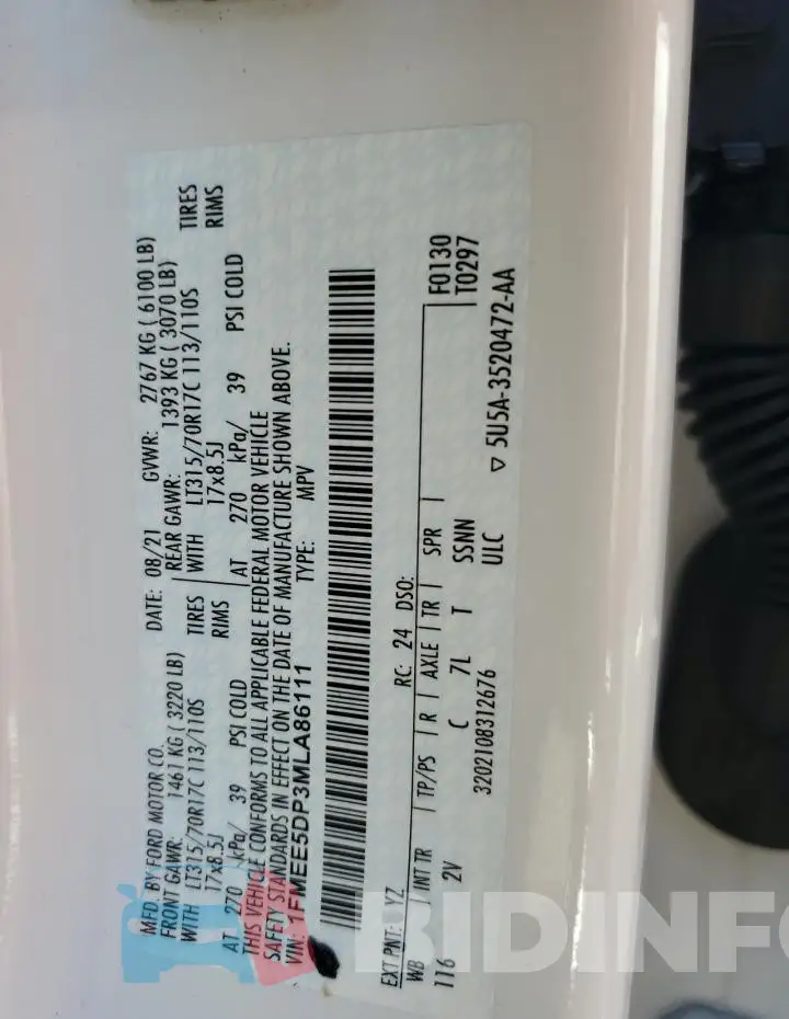 1FMEE5DP3MLA86111 Photo# 14