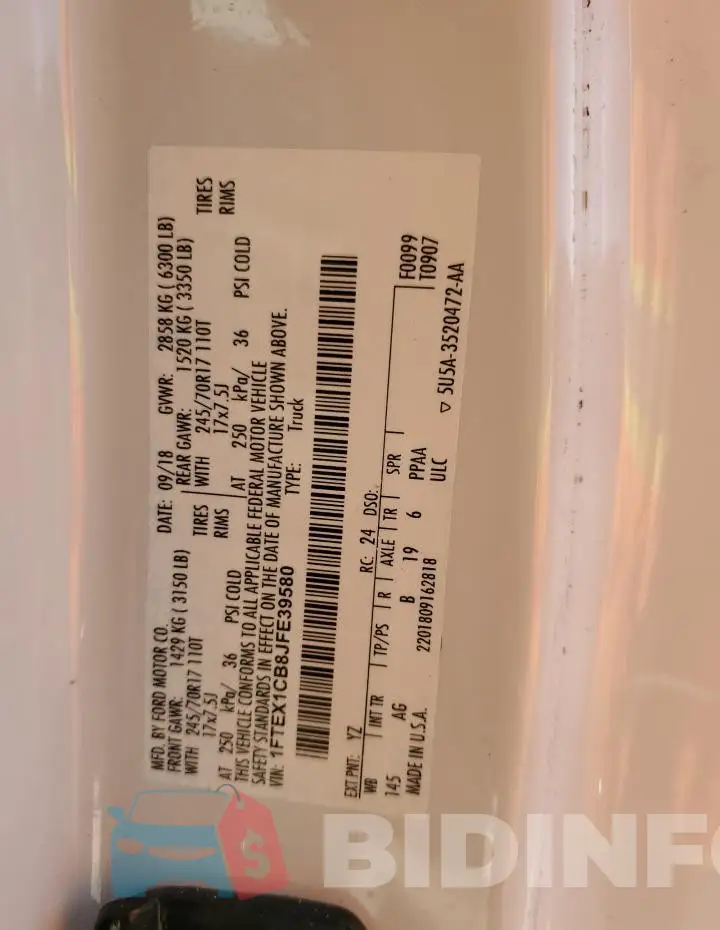 1FTEX1CB8JFE39580 Photo# 12