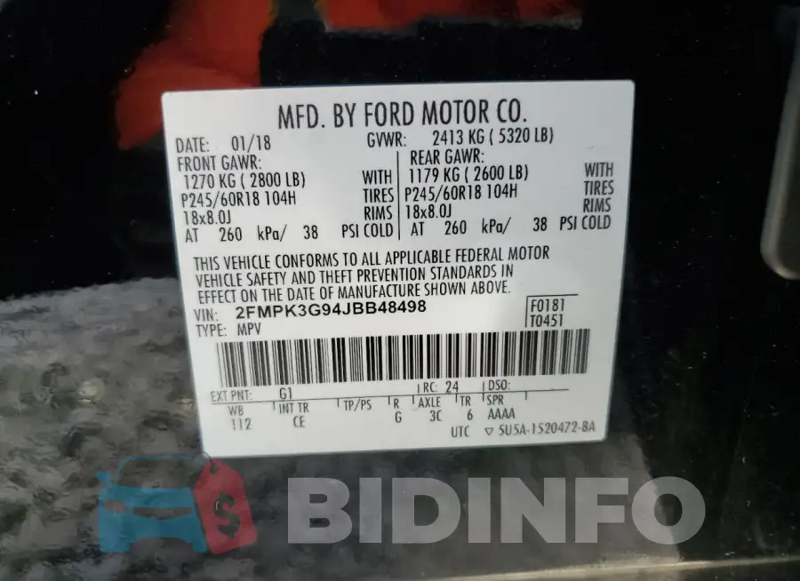 2FMPK3G94JBB48498 Photo# 12