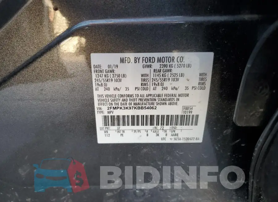2FMPK3K97KBB54062 Photo# 13