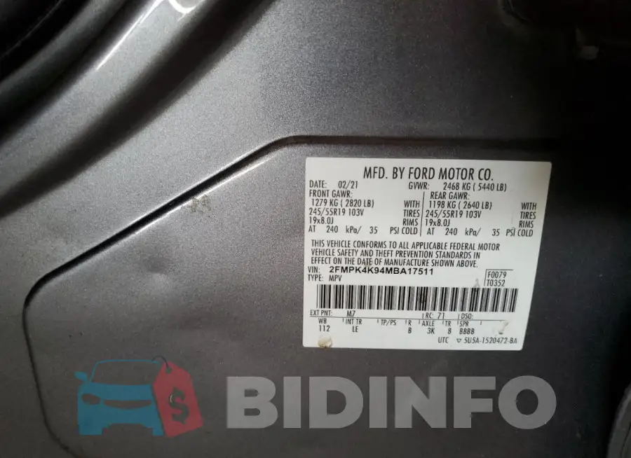 2FMPK4K94MBA17511 Photo# 13