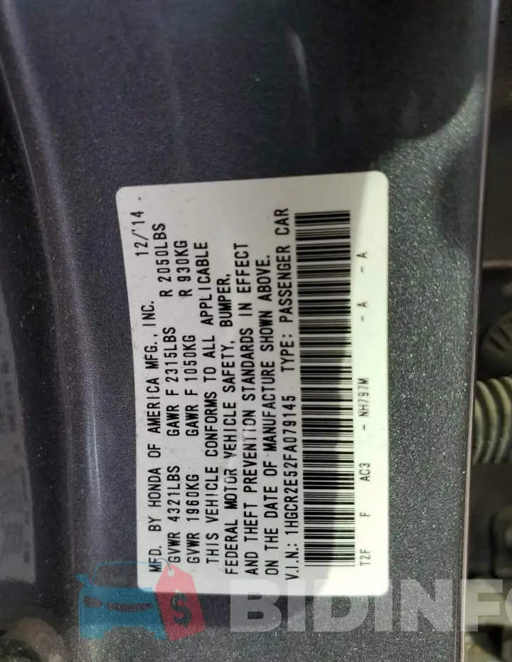 1HGCR2E52FA079145 Photo# 13