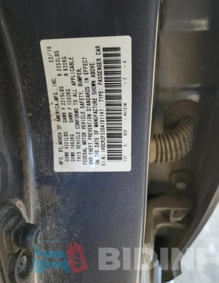 1HGCR2F50GA161147 Photo# 12
