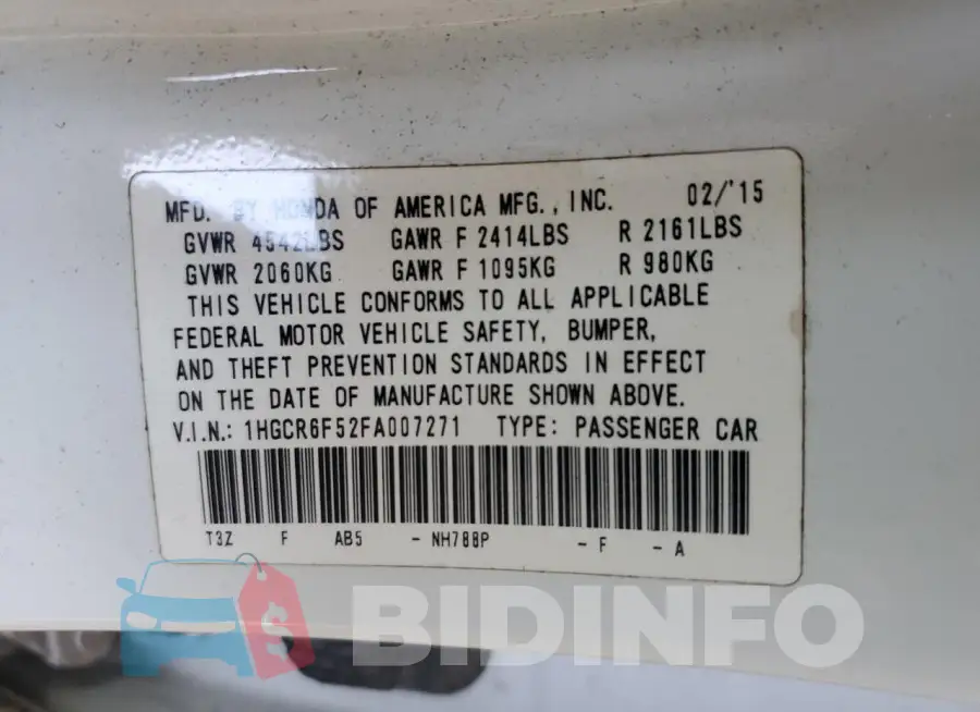 1HGCR6F52FA007271 Photo# 12