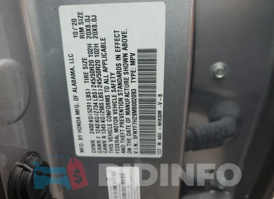 5FNYF7H29MB002093 Photo# 14