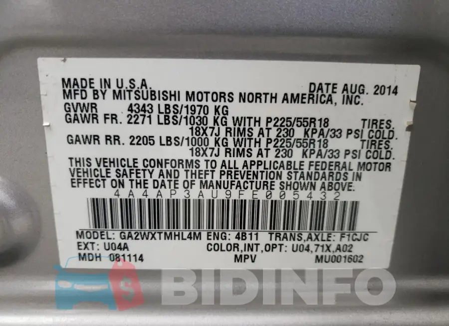 4A4AP3AU9FE005432 Photo# 13