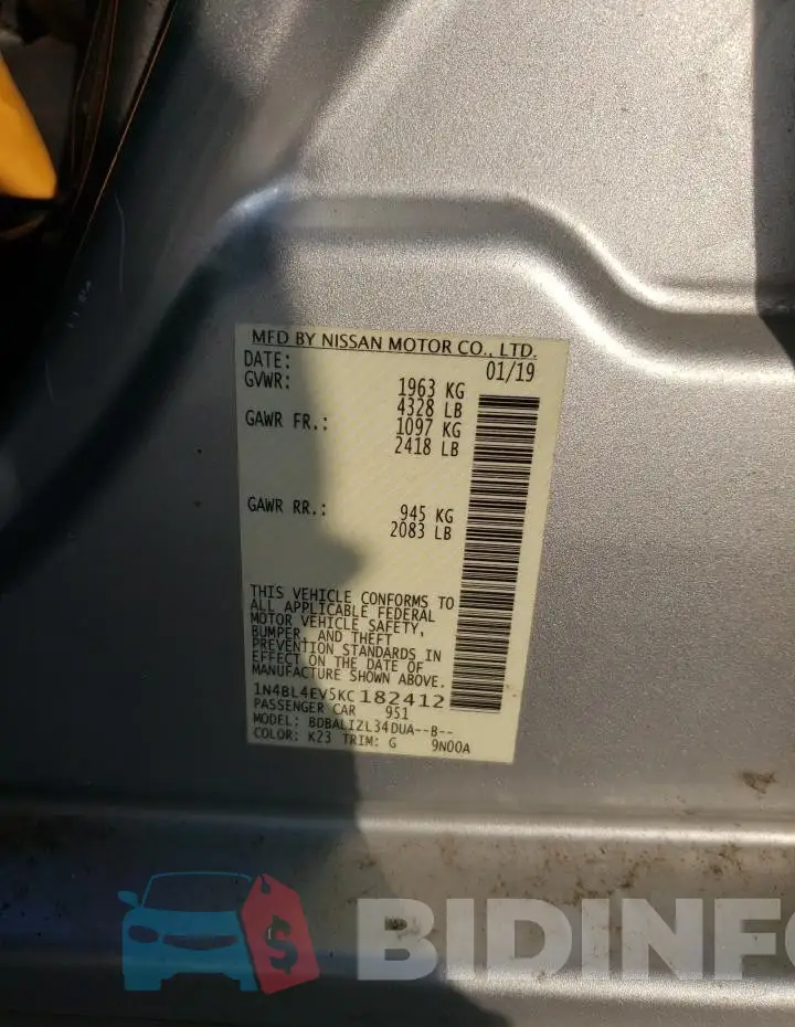 1N4BL4EV5KC182412 Photo# 12