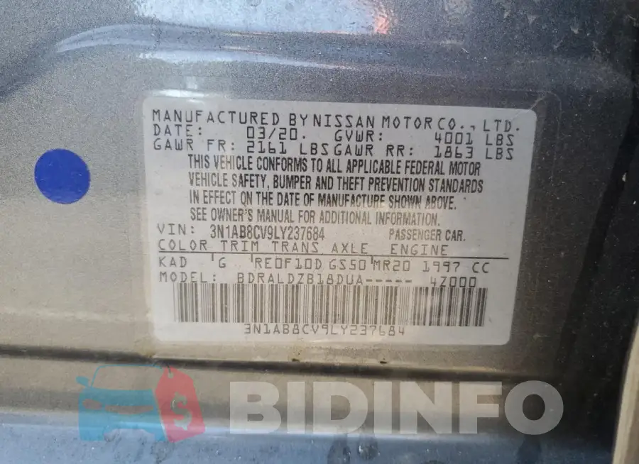 3N1AB8CV9LY237684 Photo# 12