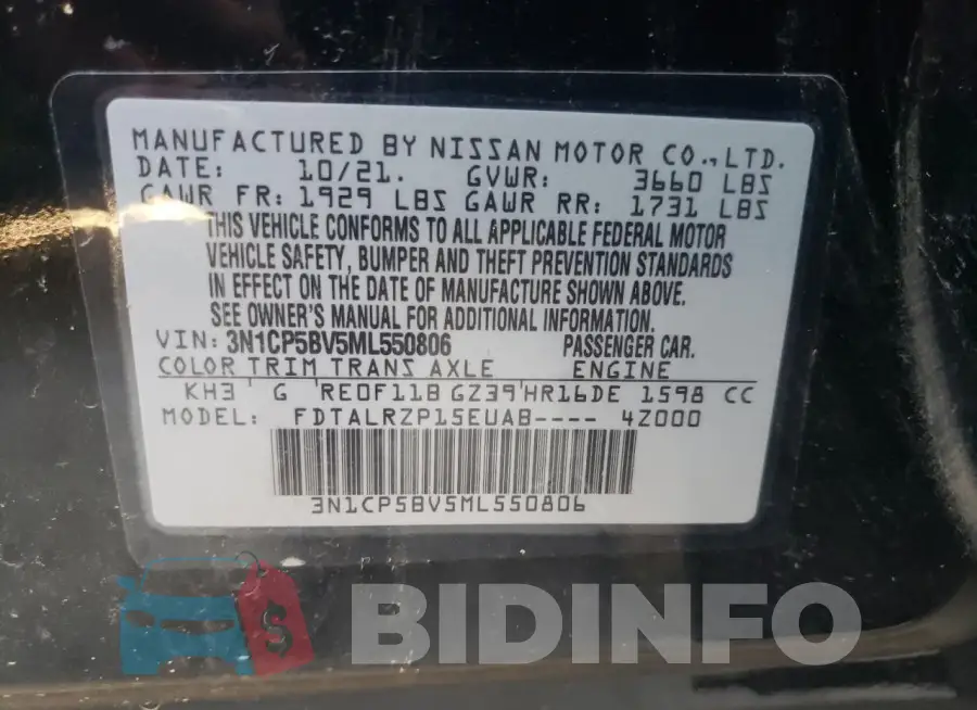 3N1CP5BV5ML550806 Photo# 14
