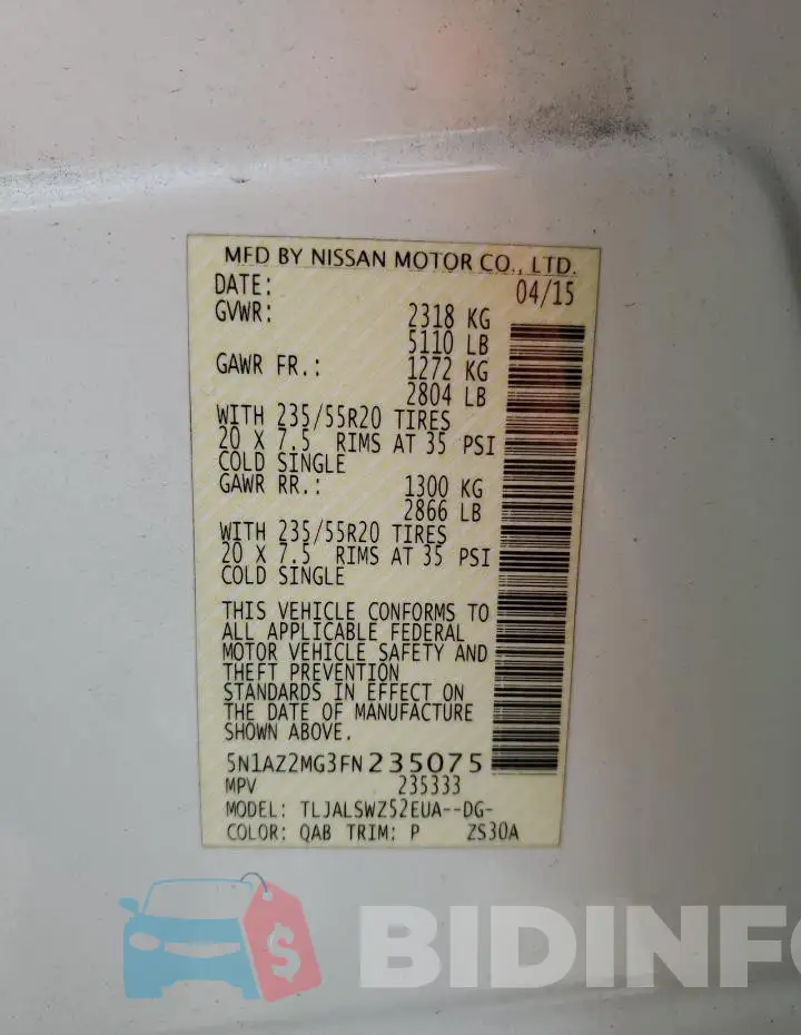 5N1AZ2MG3FN235075 Photo# 14