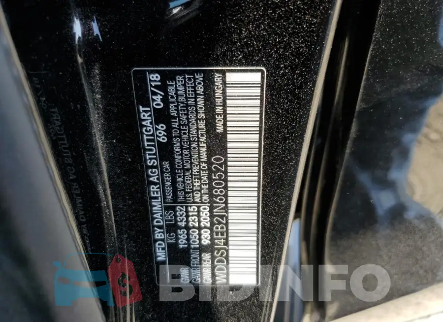 WDDSJ4EB2JN680520 Photo# 12