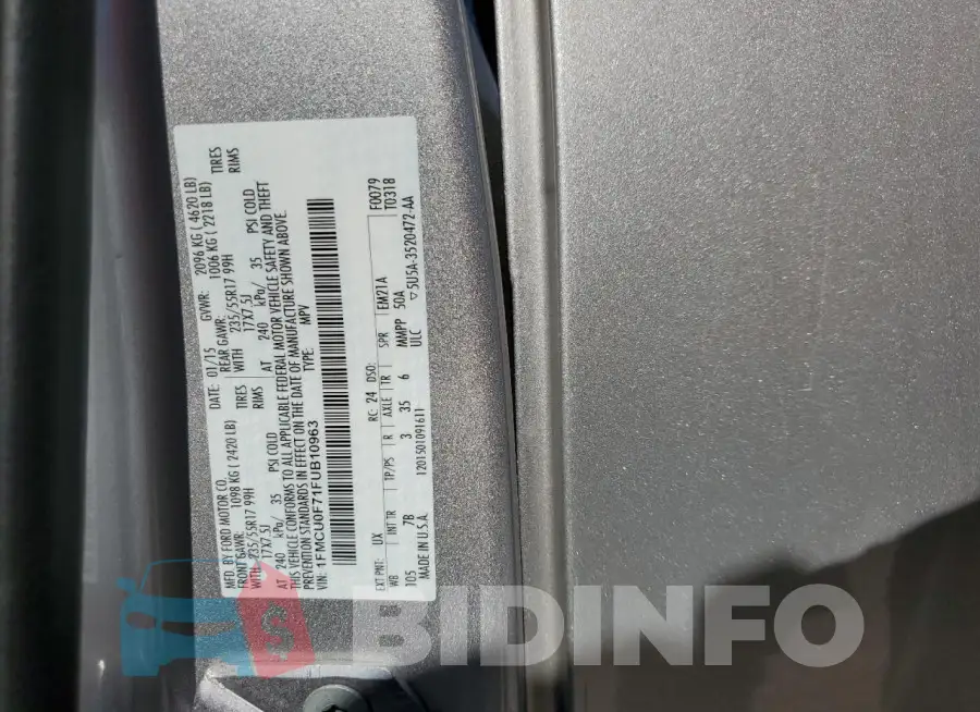 1FMCU0F71FUB10963 Photo# 13