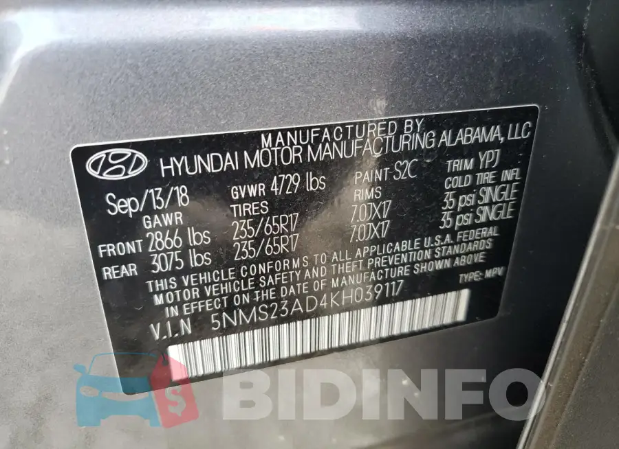 5NMS23AD4KH039117 Photo# 13