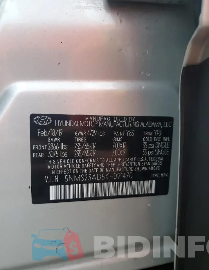5NMS23AD5KH091470 Photo# 14