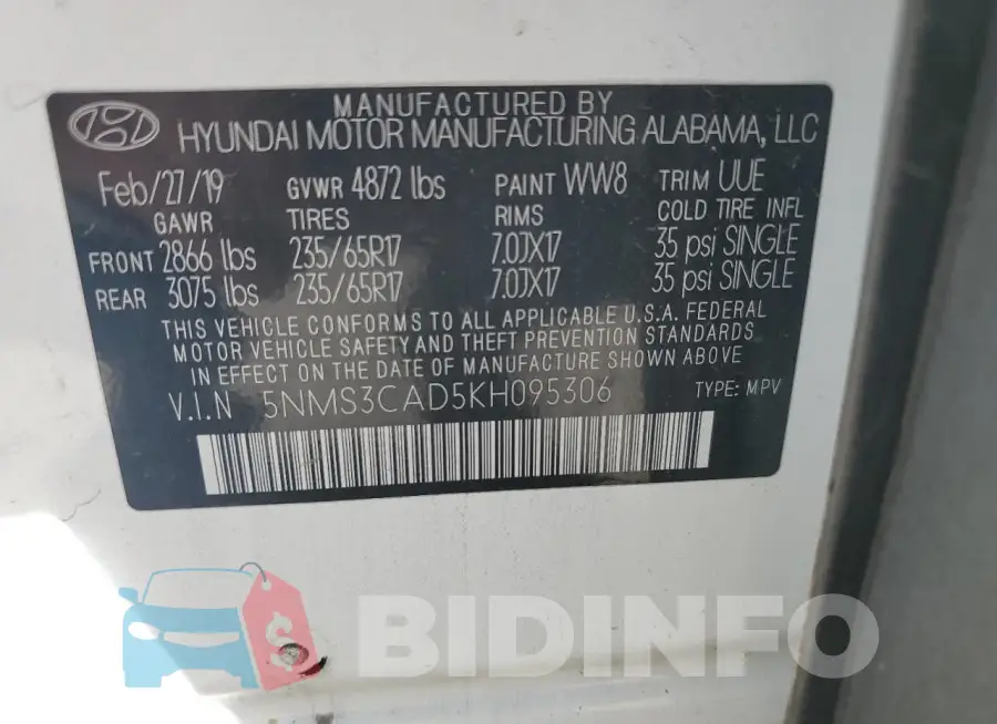 5NMS3CAD5KH095306 Photo# 14