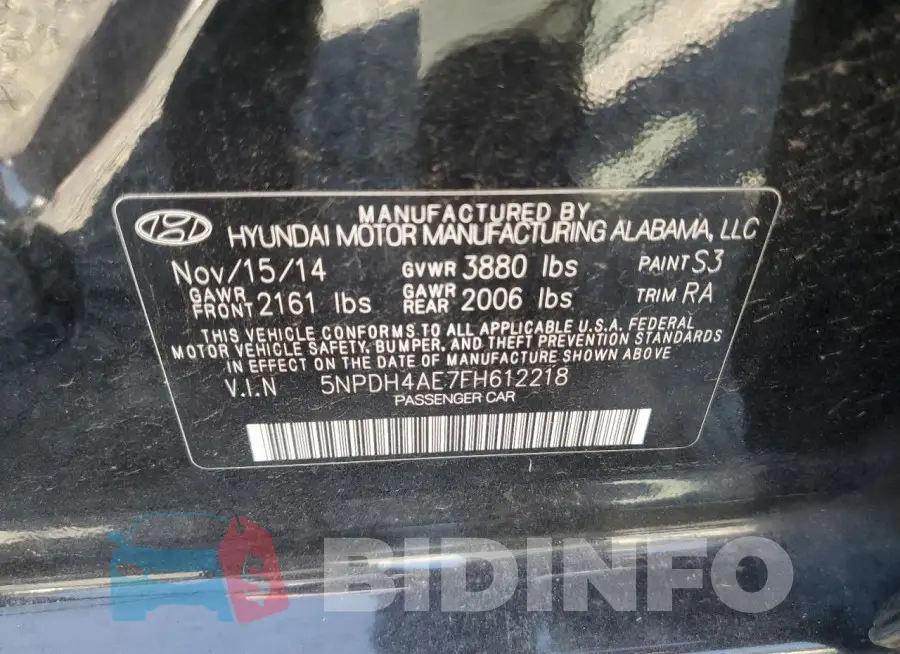 5NPDH4AE7FH612218 Photo# 12